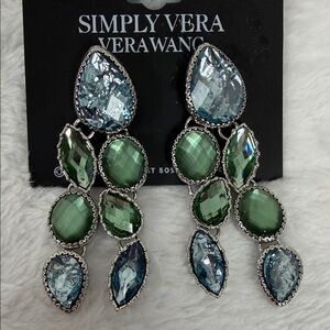 NWT! Simply Vera Vera Wang Blue and Green Multi-Stone Drop Earrings